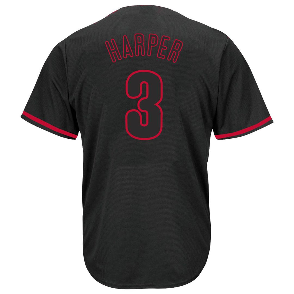 Bryce Harper Philadelphia Phillies Profile Big & Tall Pop Fashion Jersey - Black Official MLB Team Apparel Baseball Fan Gear