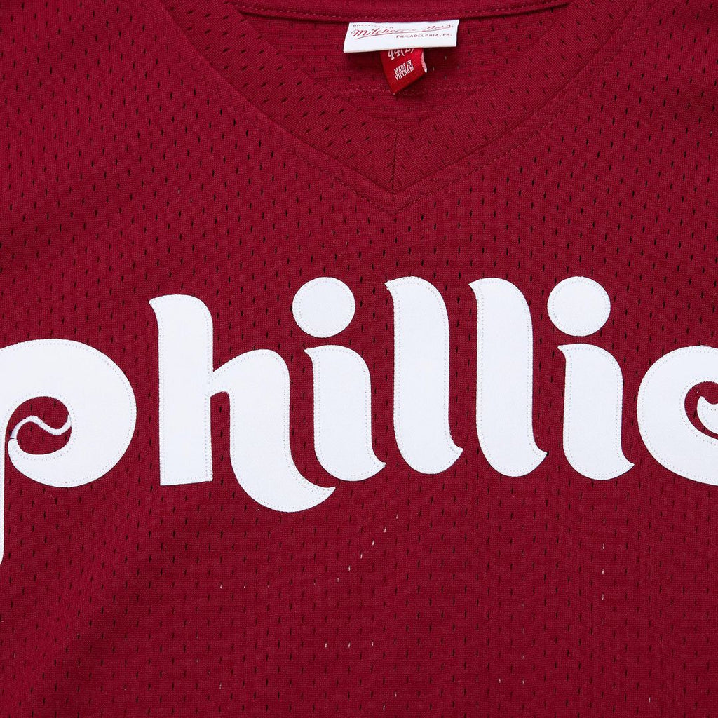 John Kruk Philadelphia Phillies Mitchell & Ness Big & Tall Cooperstown Collection Mesh Batting Practice Jersey - Burgundy Official MLB Team Apparel Ba