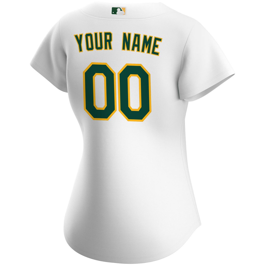 Athletics Nike Women's Home Replica Custom Jersey - White Official MLB Team Apparel Baseball Fan Gear
