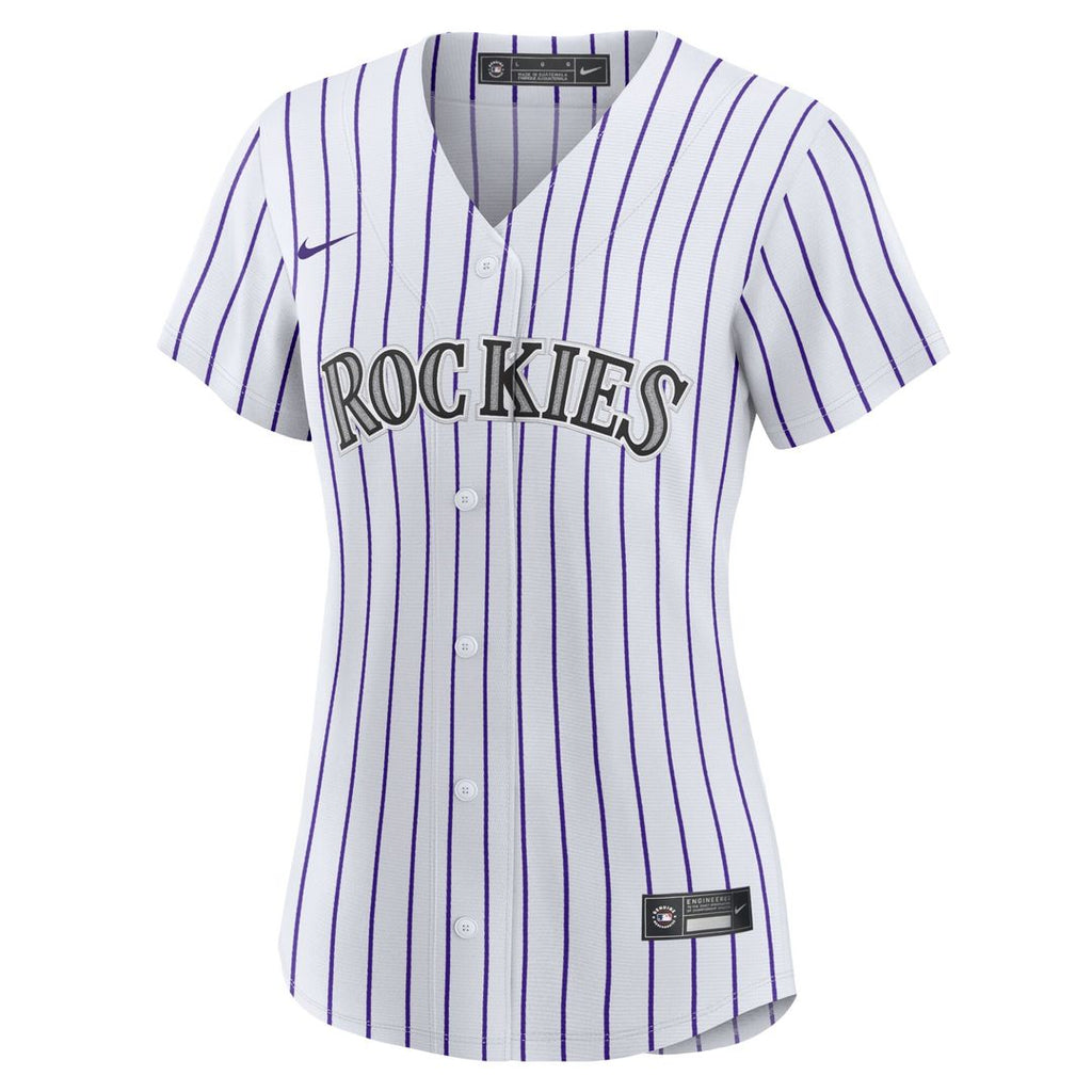 Kris Bryant Colorado Rockies Nike Women's Replica Player Jersey - White/Purple Official MLB Team Apparel Baseball Fan Gear