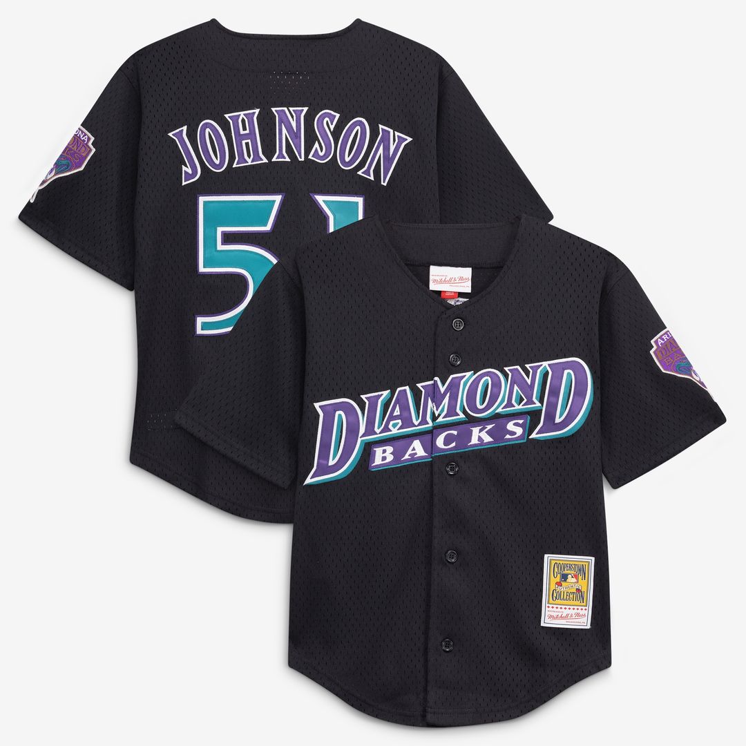 Randy Johnson Arizona Diamondbacks Mitchell & Ness Youth Cooperstown Collection Mesh Batting Practice Jersey - Black Official MLB Team Apparel Basebal