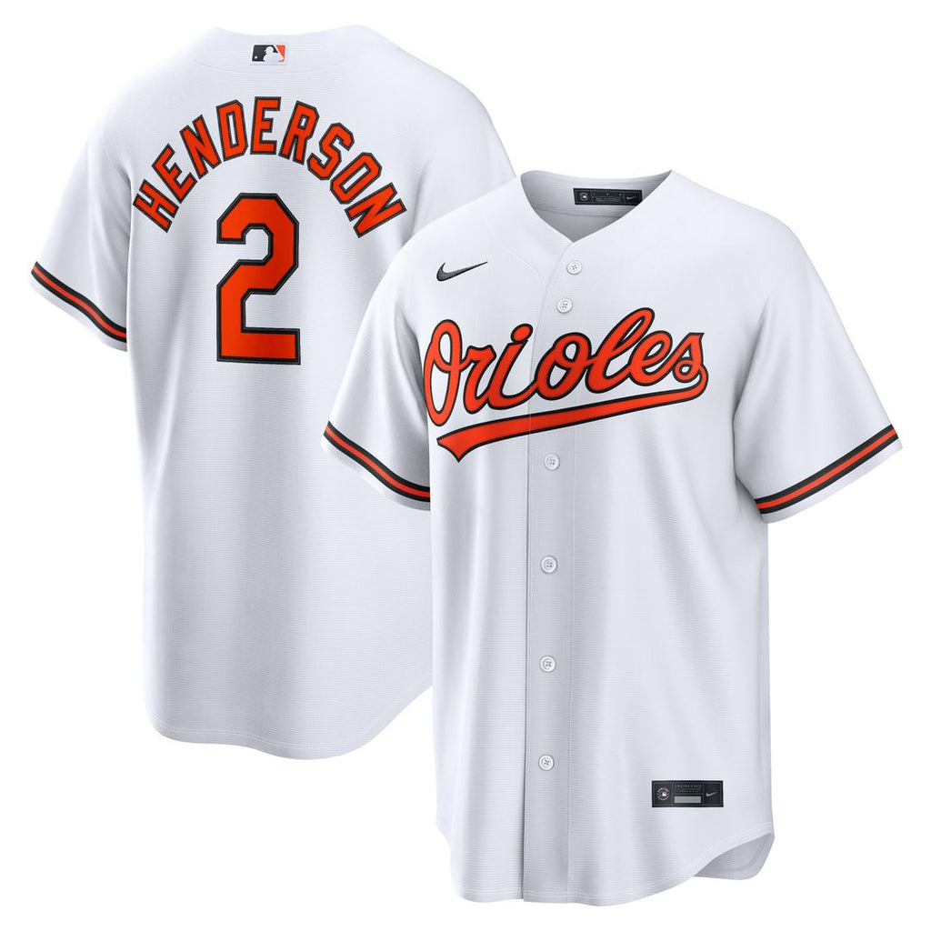 Gunnar Henderson Baltimore Orioles Nike Home Replica Jersey - White Official MLB Team Apparel Baseball Fan Gear