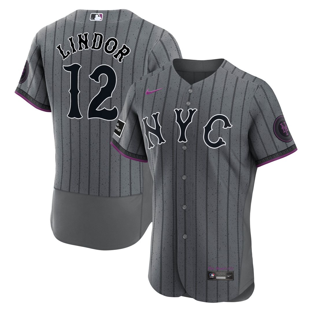 Francisco Lindor New York Mets Nike City Connect Authentic Sponsor Patch Jersey - Gray Official MLB Team Apparel Baseball Fan Gear