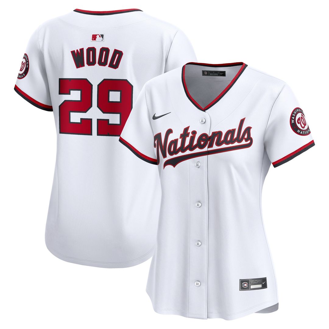 James Wood Washington Nationals Nike Women's Home Limited Player Jersey - White Official MLB Team Apparel Baseball Fan Gear