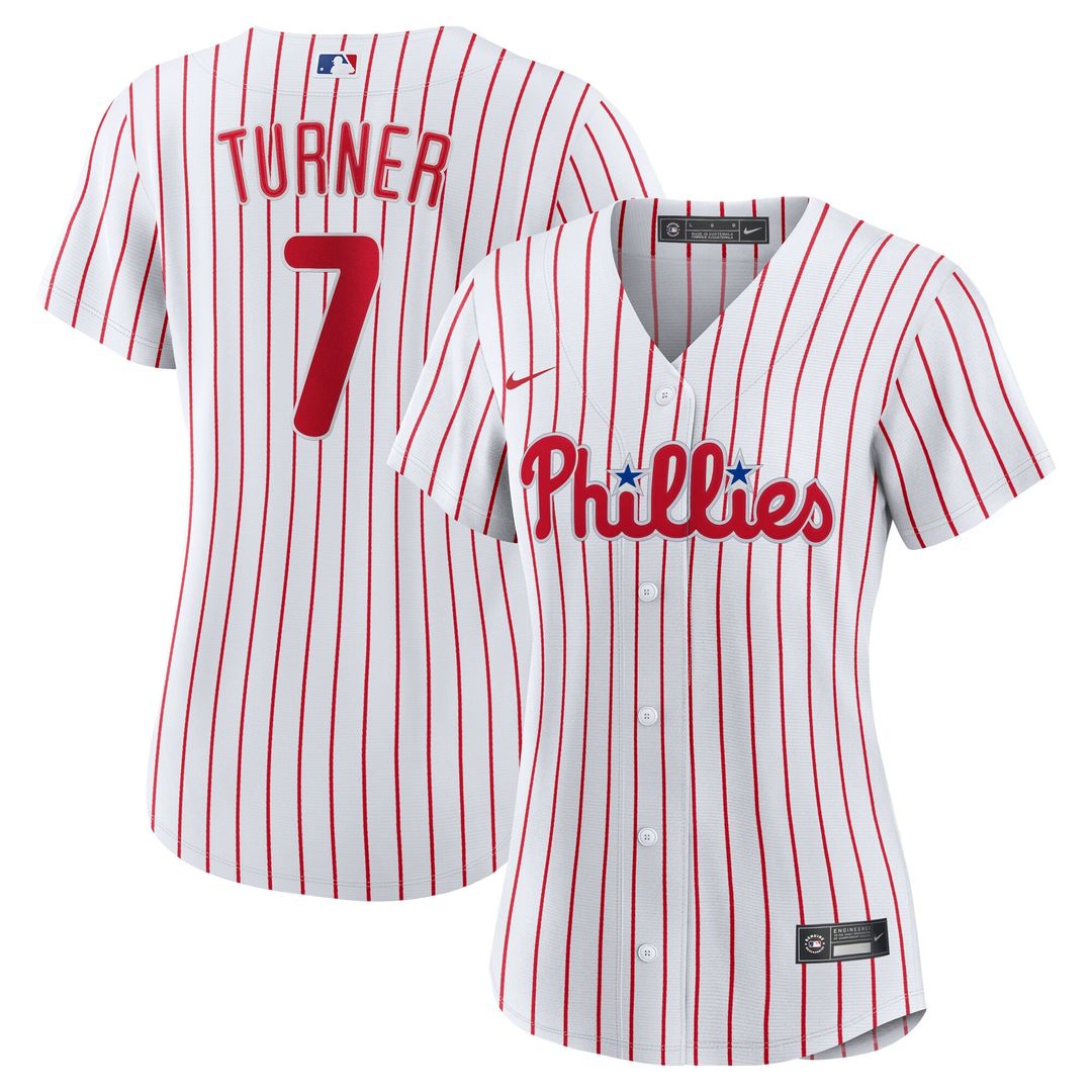 Trea Turner Philadelphia Phillies Nike Women's Home Replica Player Jersey - White Official MLB Team Apparel Baseball Fan Gear