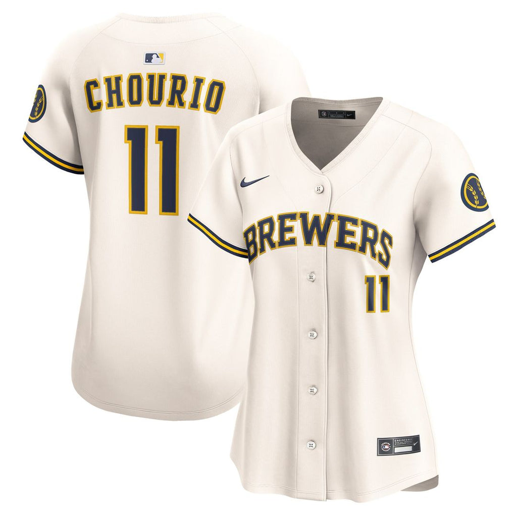 Jackson Chourio Milwaukee Brewers Nike Women's Home Limited Player Jersey - Cream Official MLB Team Apparel Baseball Fan Gear