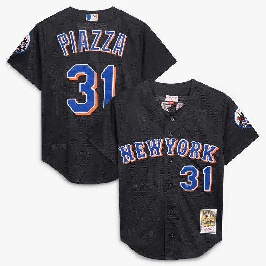 Mike Piazza New York Mets Mitchell & Ness Cooperstown Collection 2000 Batting Practice Jersey - Black Official MLB Team Apparel Baseball Fan Gear