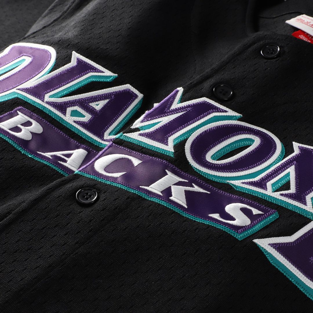 Randy Johnson Arizona Diamondbacks Mitchell & Ness Cooperstown Collection Mesh Batting Practice Button-Up Jersey - Black Official MLB Team Apparel Bas
