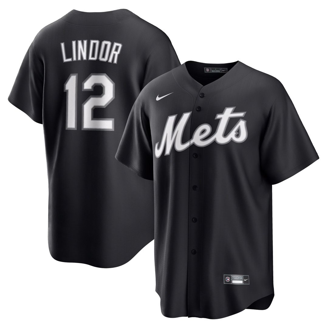 Francisco Lindor New York Mets Nike Replica Player Jersey - Black Official MLB Team Apparel Baseball Fan Gear