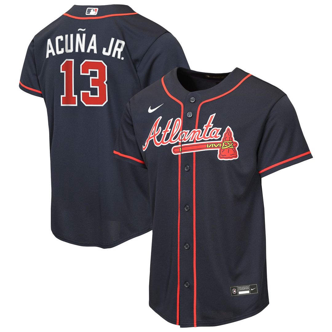 Ronald Acuña Jr. Atlanta Braves Nike Youth Road Replica Jersey - Gray Official MLB Team Apparel Baseball Fan Gear