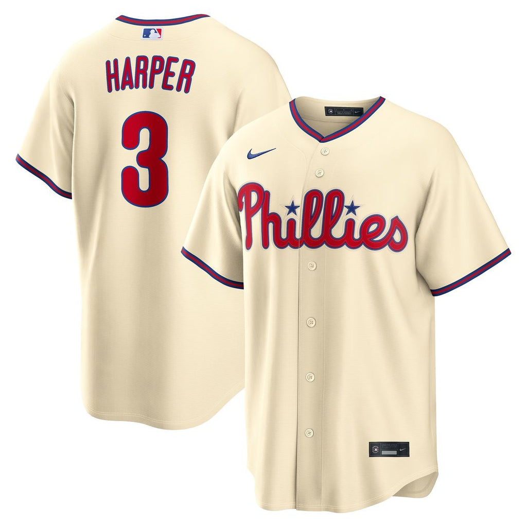 Bryce Harper Philadelphia Phillies Nike Alternate Replica Jersey - Cream Official MLB Team Apparel Baseball Fan Gear