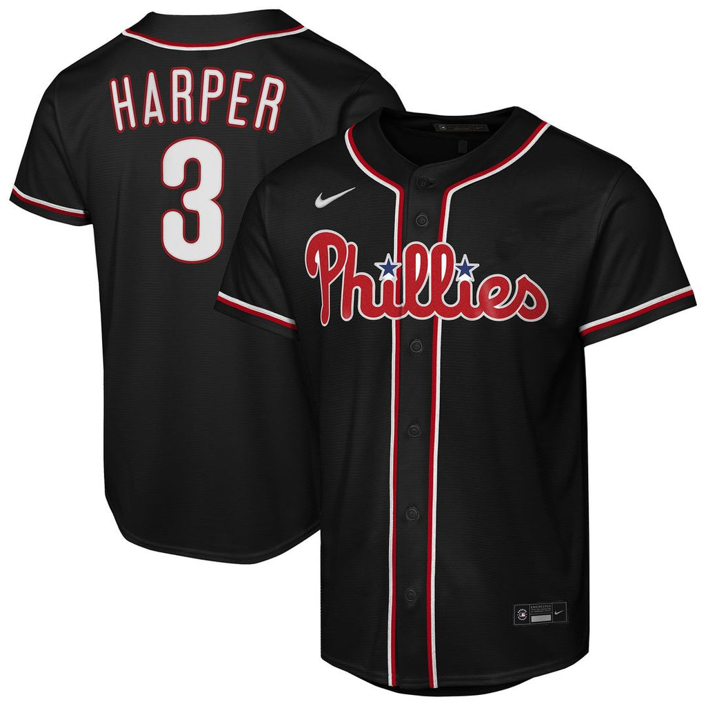 Bryce Harper Philadelphia Phillies Nike Youth Fashion Replica Player Jersey - Black Official MLB Team Apparel Baseball Fan Gear