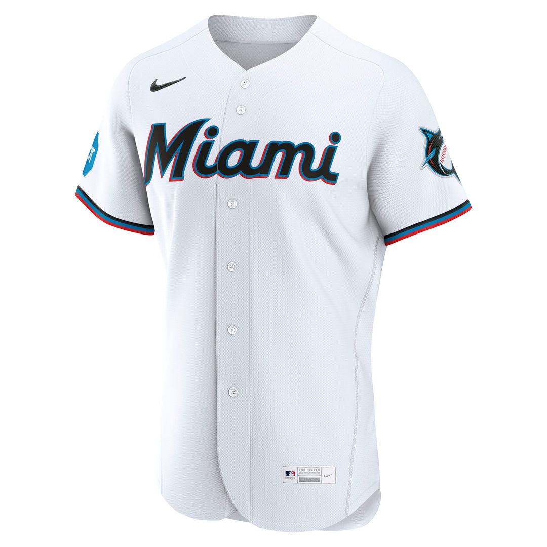 Miami Marlins Nike Home Authentic Jersey - White Official MLB Team Apparel Baseball Fan Gear