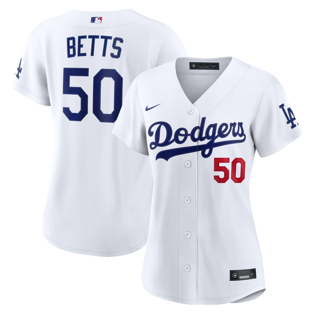 Mookie Betts Los Angeles Dodgers Nike Women's Home Stadium Jersey - White Official MLB Team Apparel Baseball Fan Gear