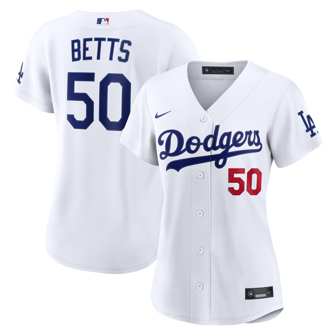 Mookie Betts Los Angeles Dodgers Nike Women's Home Stadium Jersey - White Official MLB Team Apparel Baseball Fan Gear