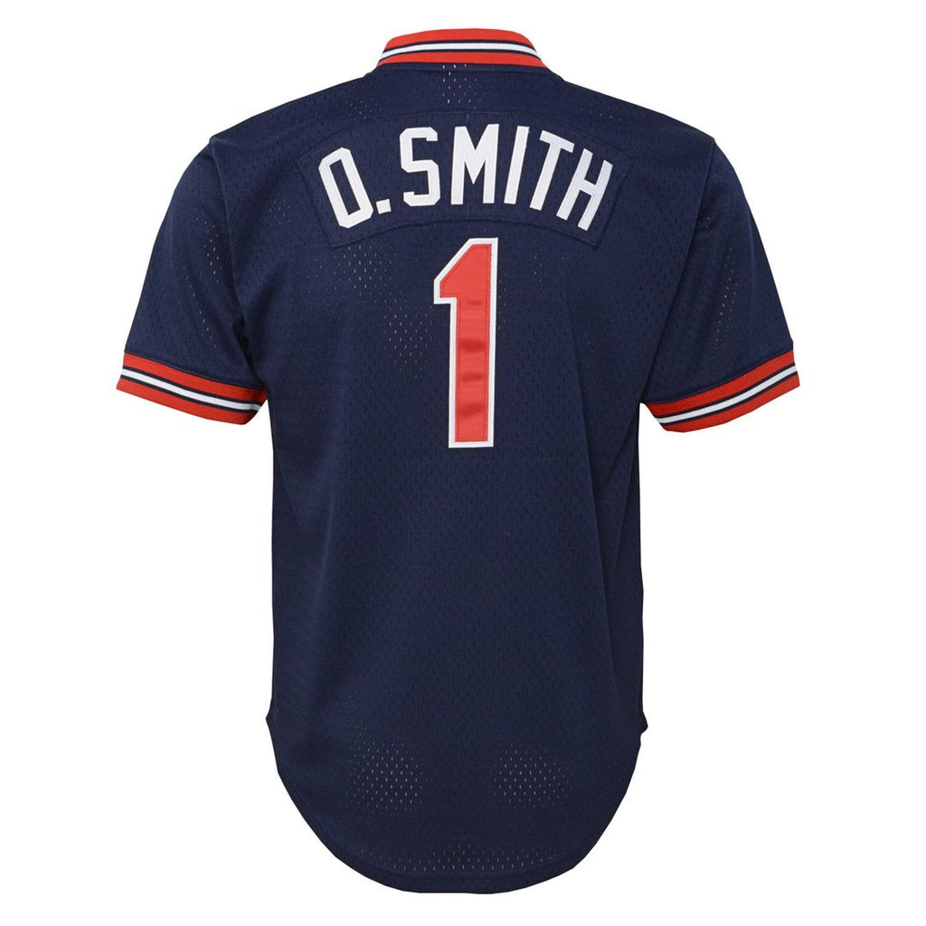 Ozzie Smith St. Louis Cardinals Mitchell & Ness Youth Cooperstown Collection Mesh Batting Practice Jersey - Navy Official MLB Team Apparel Baseball Fa