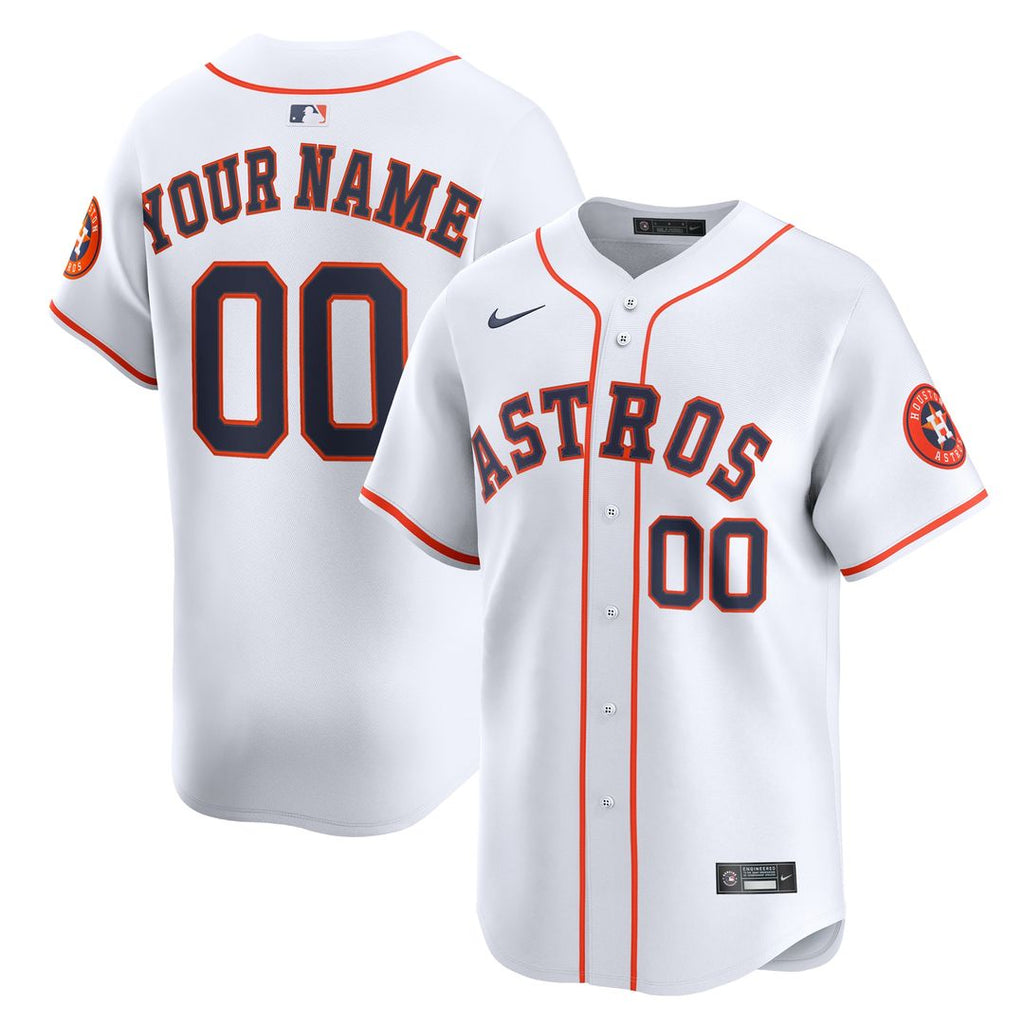 Houston Astros Nike Home Limited Custom Jersey - White Official MLB Team Apparel Baseball Fan Gear