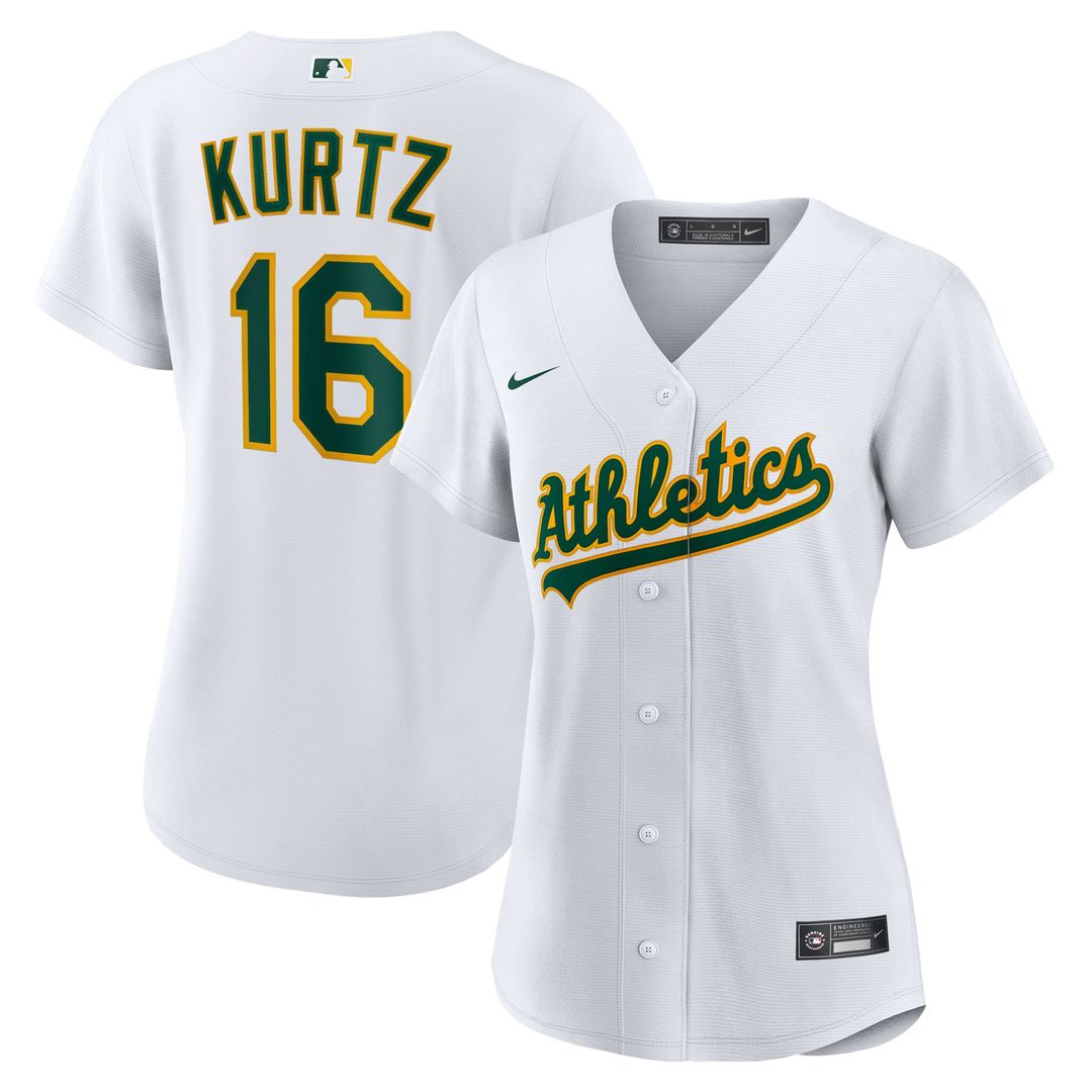 Nick Kurtz Athletics Nike Women's Home Replica Player Jersey - White Official MLB Team Apparel Baseball Fan Gear