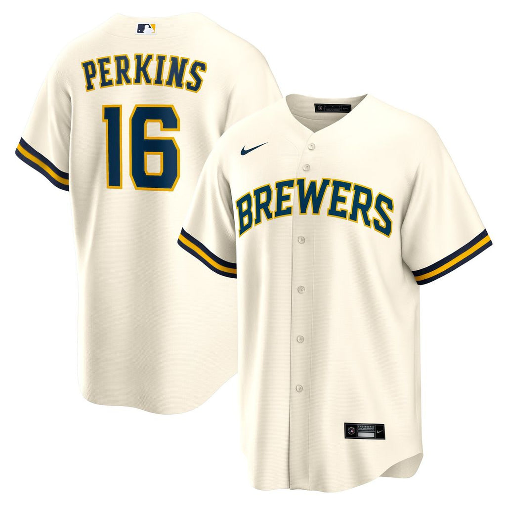 Blake Perkins Milwaukee Brewers Nike Home Replica Jersey - Cream Official MLB Team Apparel Baseball Fan Gear