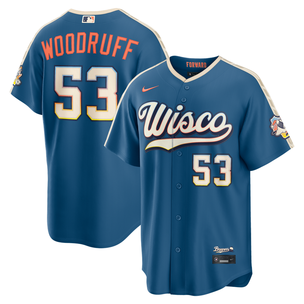 Brandon Woodruff Milwaukee Brewers Nike 2026 City Connect Stadium Jersey - Mineral Blue Official MLB Team Apparel Baseball Fan Gear