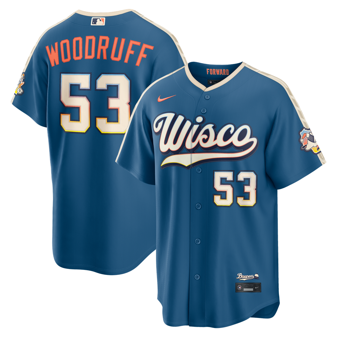 Brandon Woodruff Milwaukee Brewers Nike 2026 City Connect Stadium Jersey - Mineral Blue Official MLB Team Apparel Baseball Fan Gear