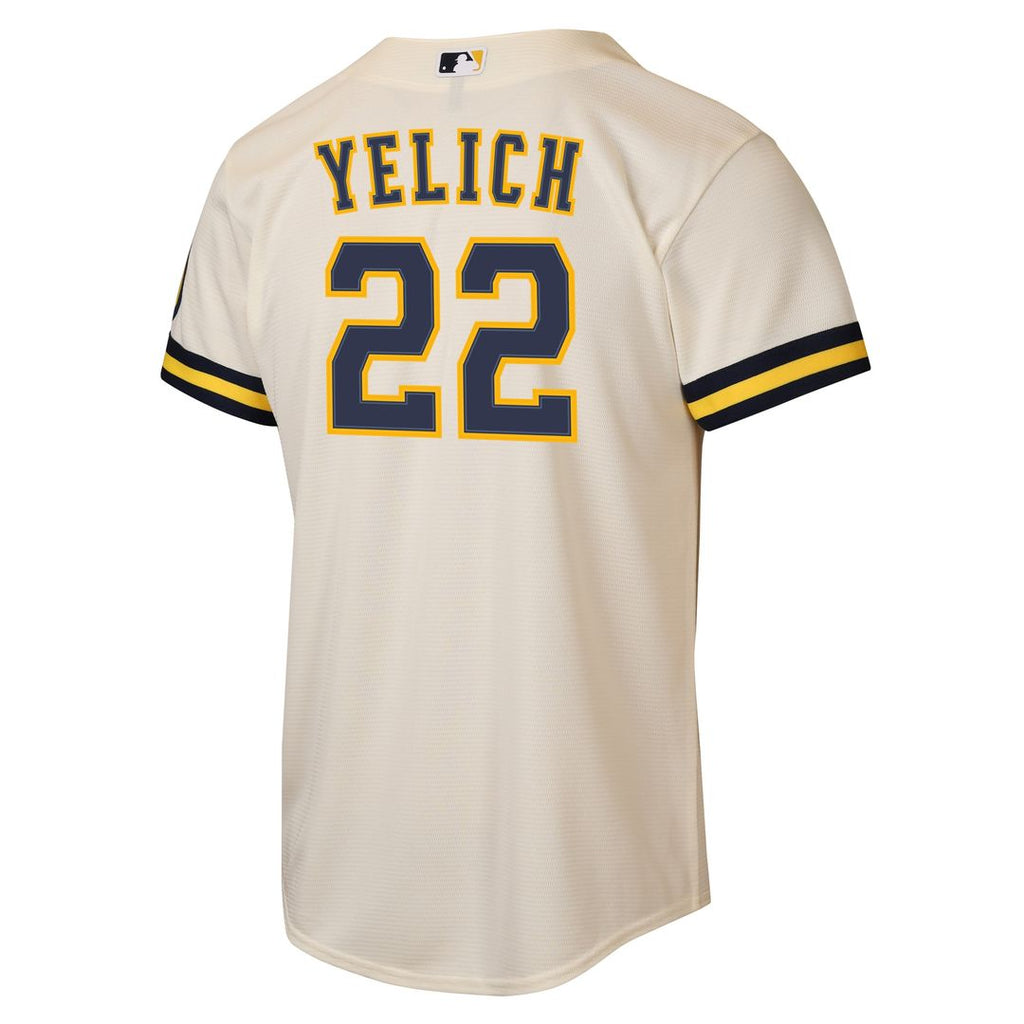 Christian Yelich Milwaukee Brewers Nike Youth Home Stadium Jersey - Cream Official MLB Team Apparel Baseball Fan Gear