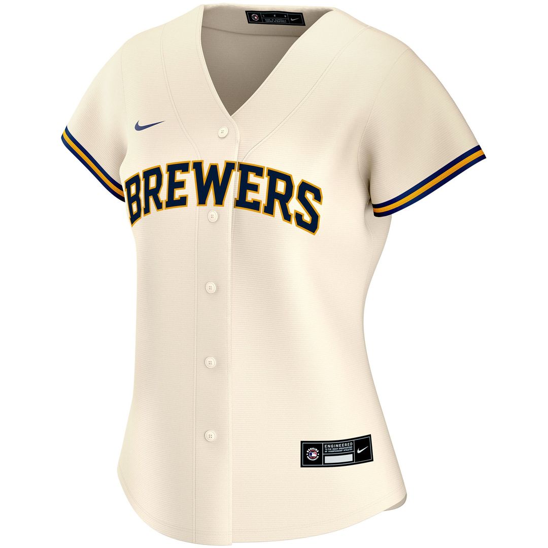 Milwaukee Brewers Nike Women's Home Replica Custom Jersey - Cream Official MLB Team Apparel Baseball Fan Gear