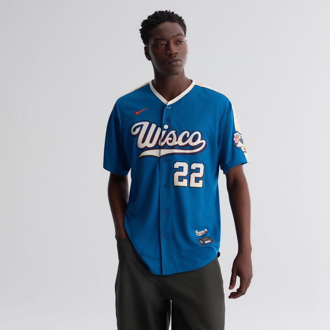 Christian Yelich Milwaukee Brewers Nike 2026 City Connect Stadium Jersey - Mineral Blue Official MLB Team Apparel Baseball Fan Gear