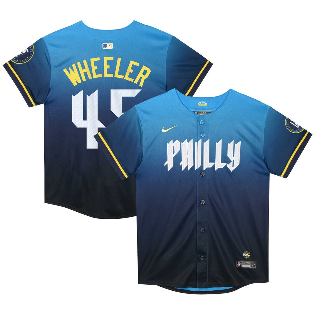 Zack Wheeler Philadelphia Phillies Nike Preschool 2024 City Connect Limited Player Jersey - Blue Official MLB Team Apparel Baseball Fan Gear