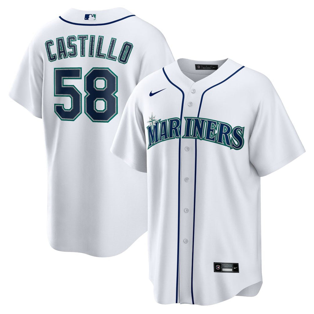 Luis Castillo Seattle Mariners Nike Home Replica Jersey - White Official MLB Team Apparel Baseball Fan Gear