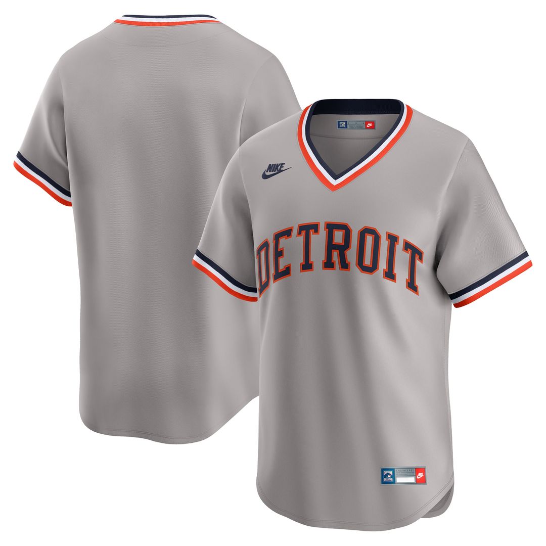 Detroit Tigers Nike Cooperstown Collection Limited Jersey - Gray Official MLB Team Apparel Baseball Fan Gear