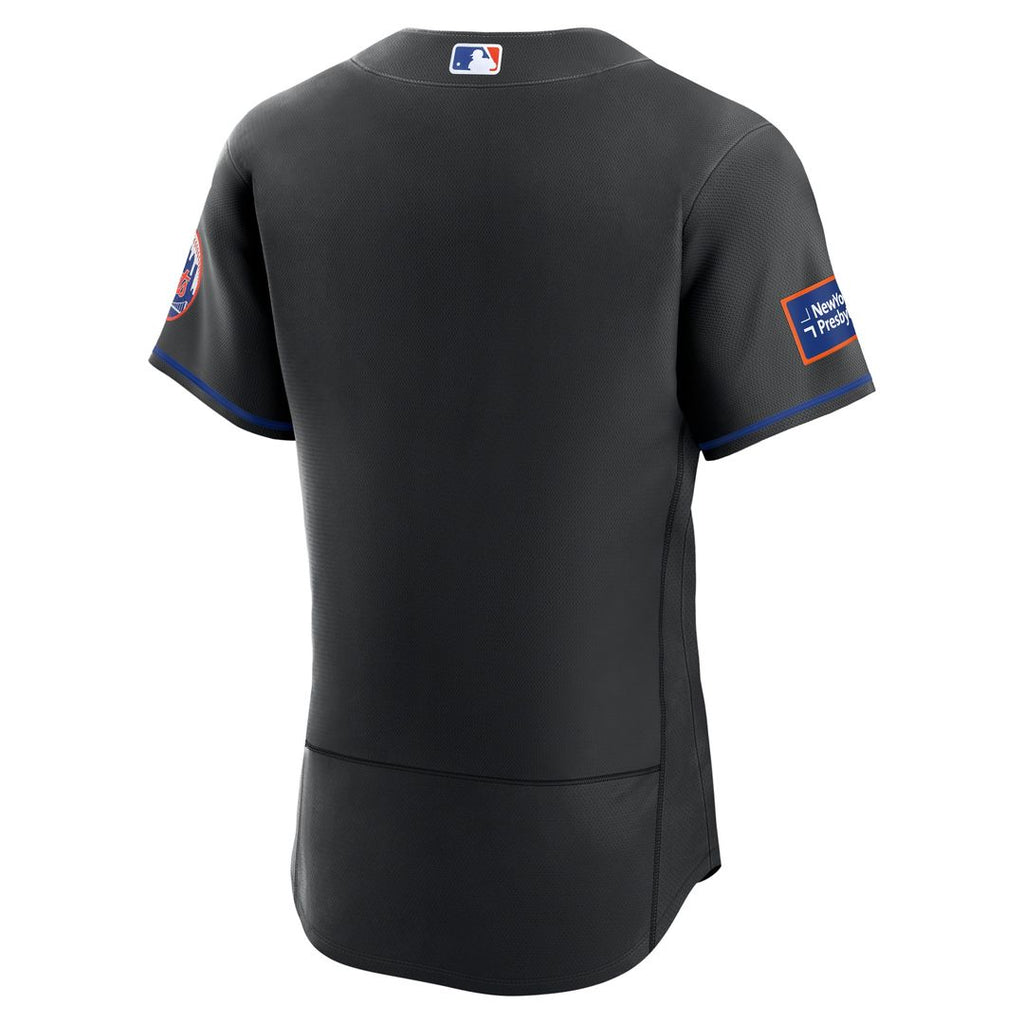 New York Mets Nike Alternate Authentic Sponsor Patch Jersey - Black Official MLB Team Apparel Baseball Fan Gear