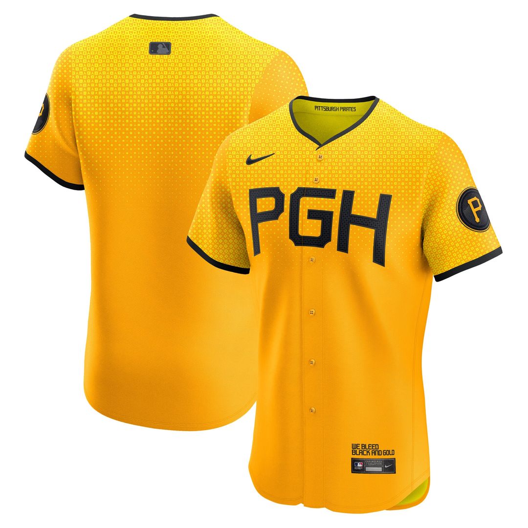 Pittsburgh Pirates Nike City Connect Elite Jersey - Gold Official MLB Team Apparel Baseball Fan Gear