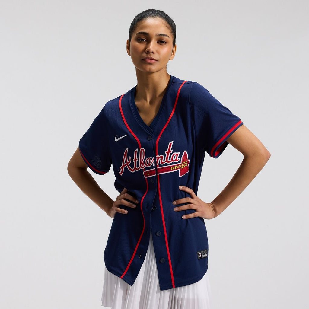 Ronald Acuña Jr. Atlanta Braves Nike Women's Alternate Limited Player Jersey – Navy Official MLB Team Apparel Baseball Fan Gear