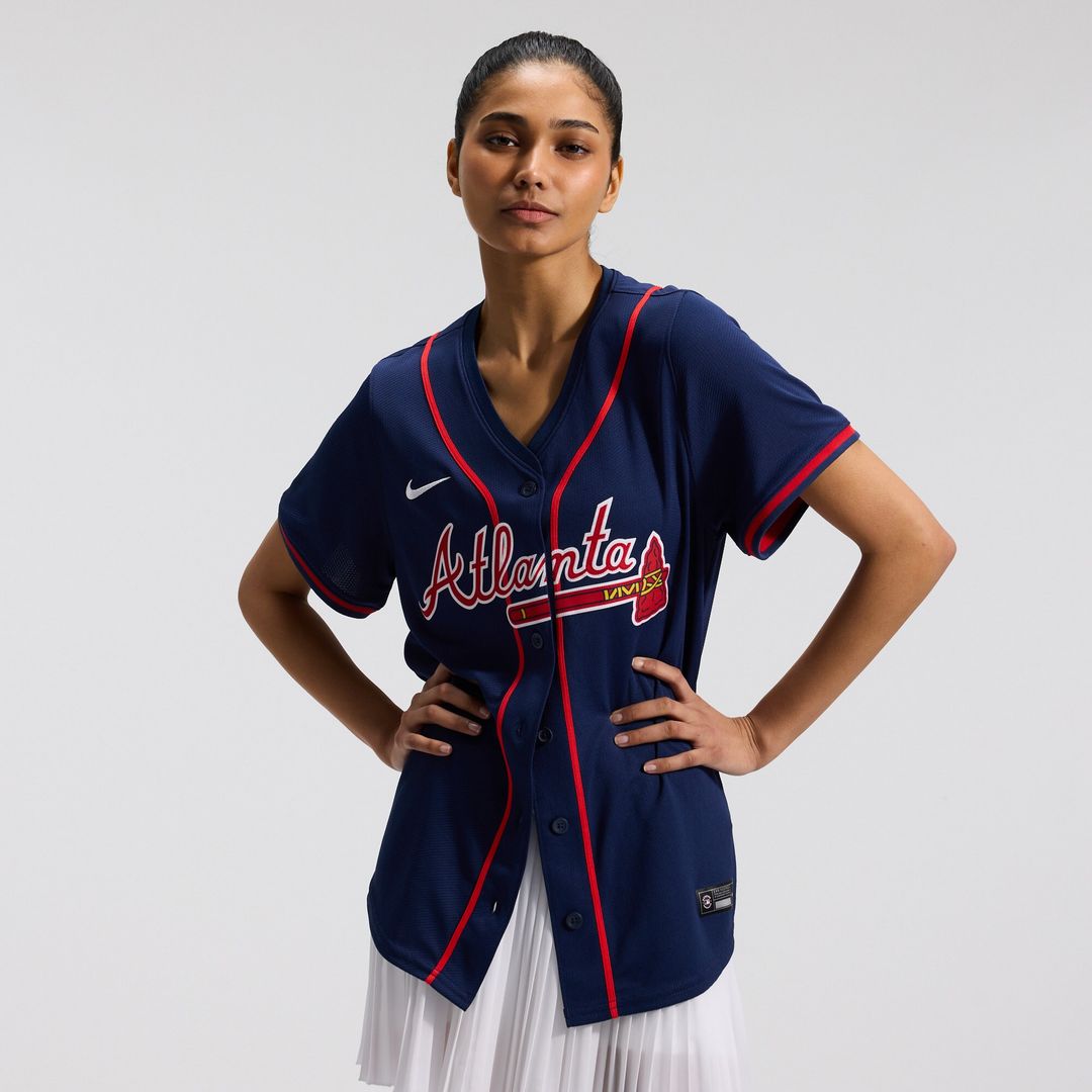 Ronald Acuña Jr. Atlanta Braves Nike Women's Alternate Limited Player Jersey – Navy Official MLB Team Apparel Baseball Fan Gear