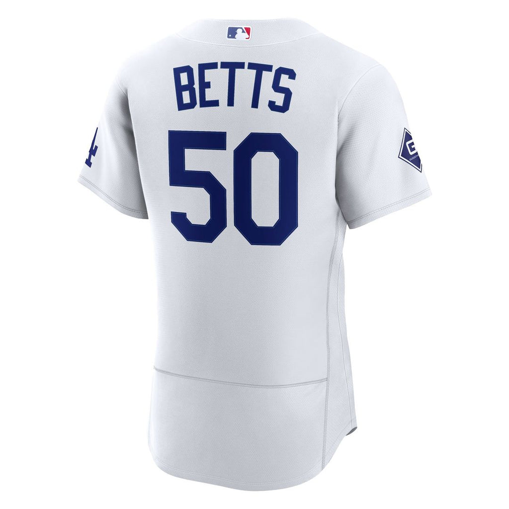 Mookie Betts Los Angeles Dodgers Nike Home Authentic Sponsor Patch Jersey - White Official MLB Team Apparel Baseball Fan Gear