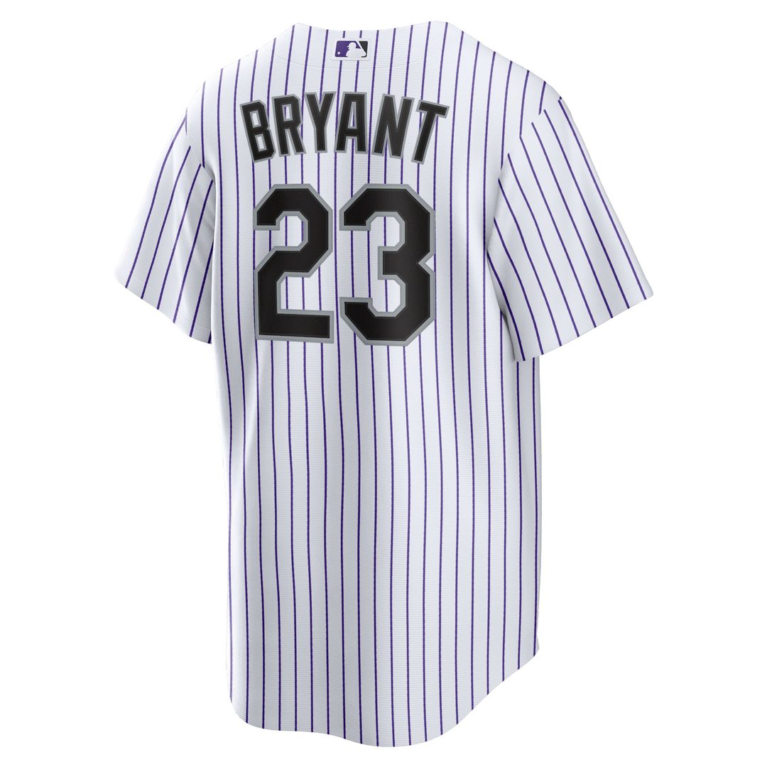Kris Bryant Colorado Rockies Nike Replica Player Jersey - White/Purple Official MLB Team Apparel Baseball Fan Gear