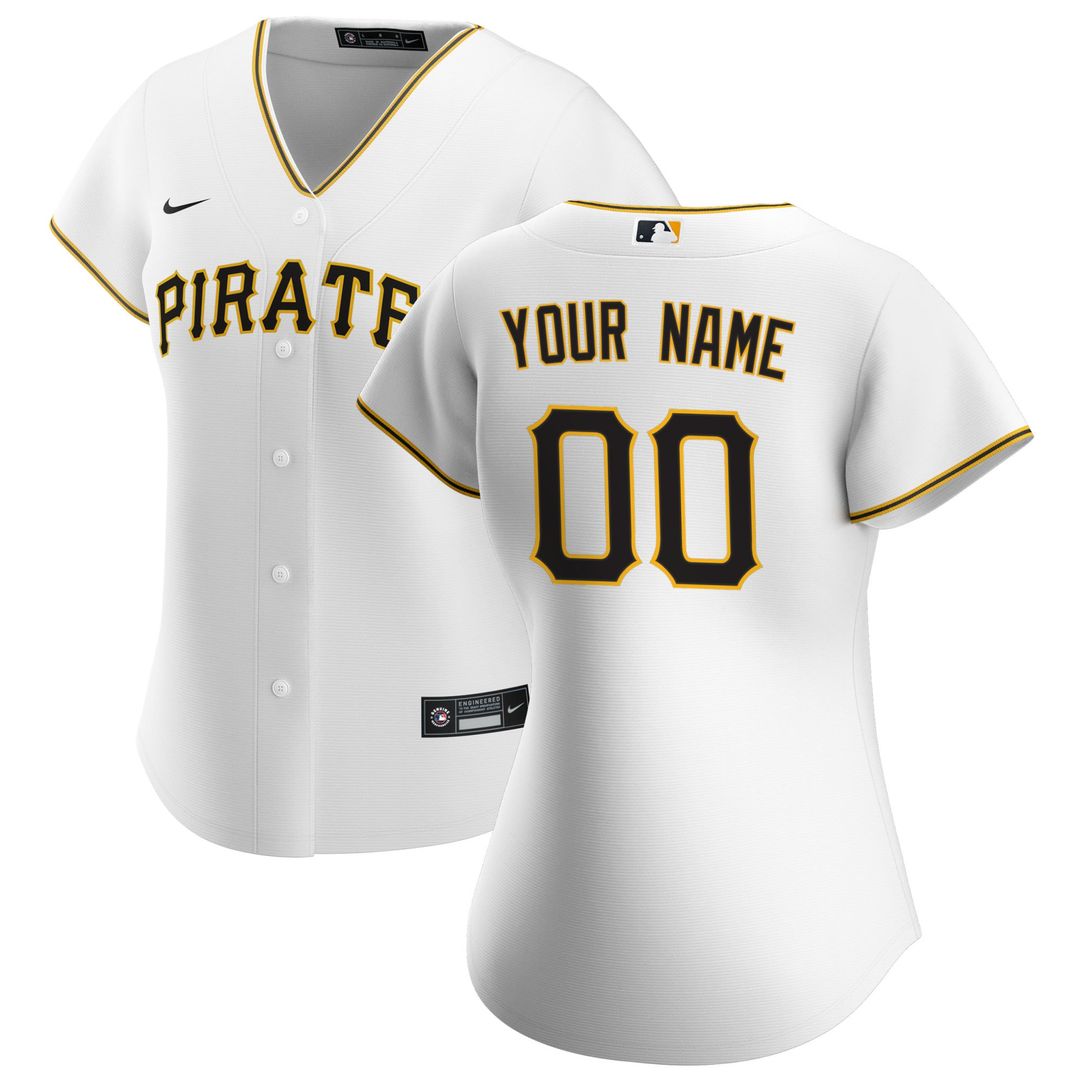 Pittsburgh Pirates Nike Women's Home Replica Custom Jersey - White Official MLB Team Apparel Baseball Fan Gear