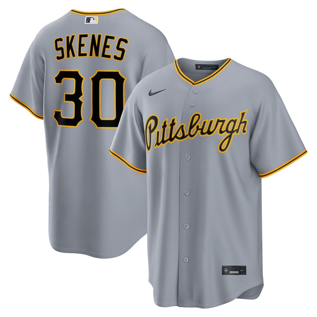 Paul Skenes Pittsburgh Pirates Nike Road Replica Jersey - Gray Official MLB Team Apparel Baseball Fan Gear