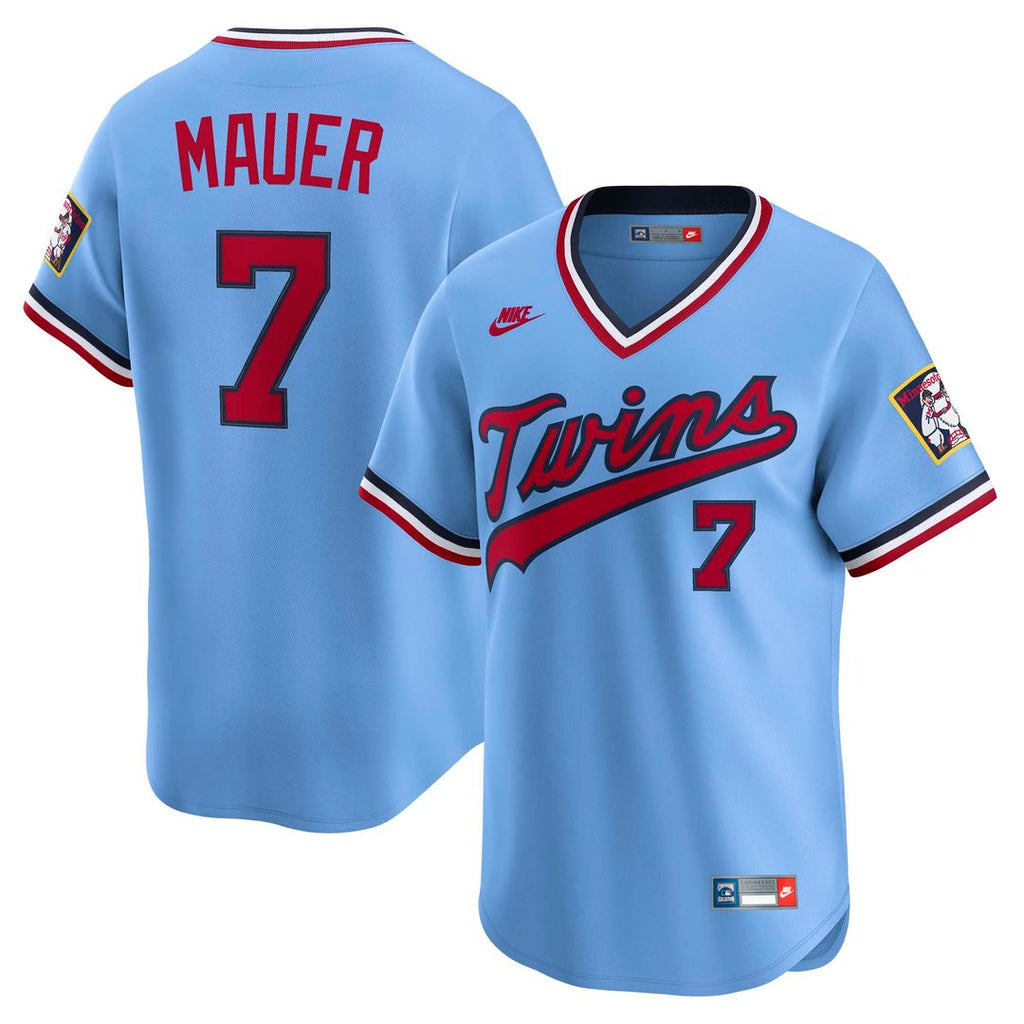 Joe Mauer Minnesota Twins Nike Throwback Cooperstown Collection Limited Jersey - Light Blue Official MLB Team Apparel Baseball Fan Gear