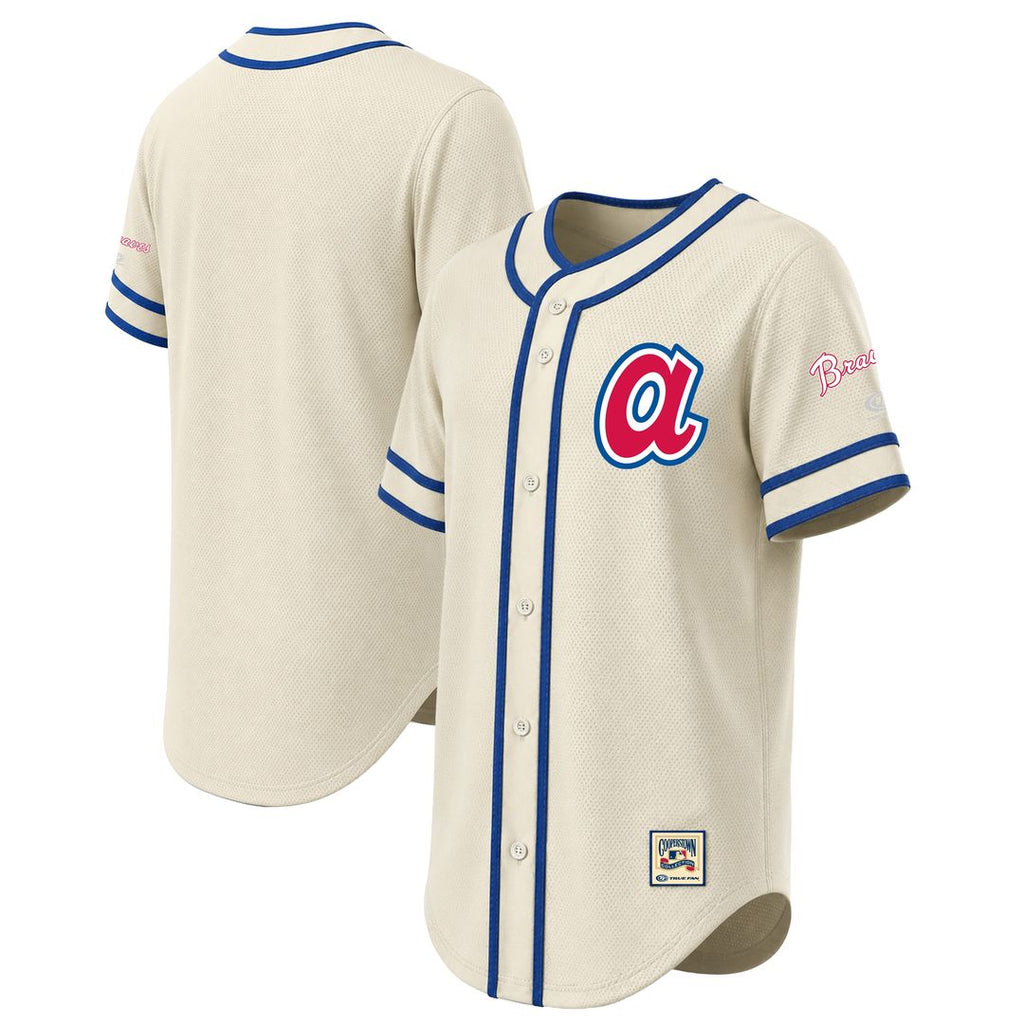 Atlanta Braves Stitches Throwback Fashion Jersey - Natural Official MLB Team Apparel Baseball Fan Gear