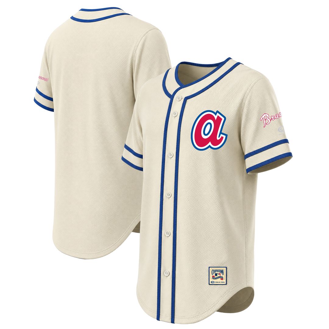 Atlanta Braves Stitches Throwback Fashion Jersey - Natural Official MLB Team Apparel Baseball Fan Gear