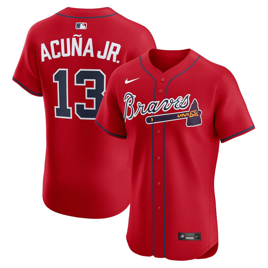 Ronald Acuña Jr. Atlanta Braves Nike Alternate 2 Elite Jersey - Red Official MLB Team Apparel Baseball Fan Gear