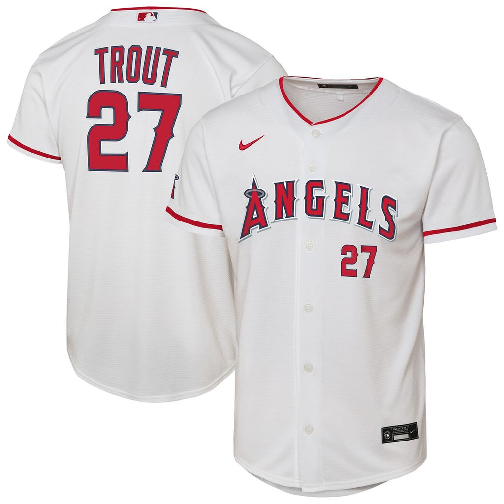 Mike Trout Los Angeles Angels Nike Youth Home Stadium Player Jersey - White Official MLB Team Apparel Baseball Fan Gear