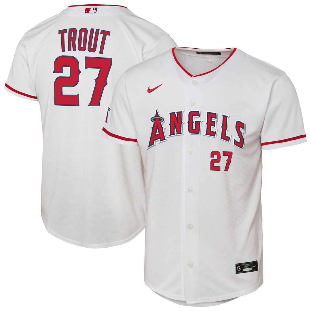 Mike Trout Los Angeles Angels Nike Youth Home Stadium Player Jersey - White Official MLB Team Apparel Baseball Fan Gear