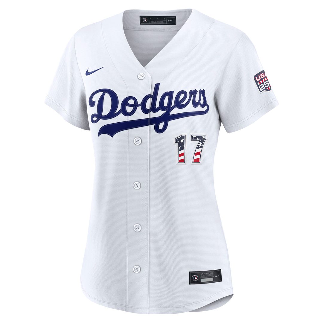 Shohei Ohtani Los Angeles Dodgers Nike Women's USA 250 Fourth of July Home Stadium Jersey - White Official MLB Team Apparel Baseball Fan Gear