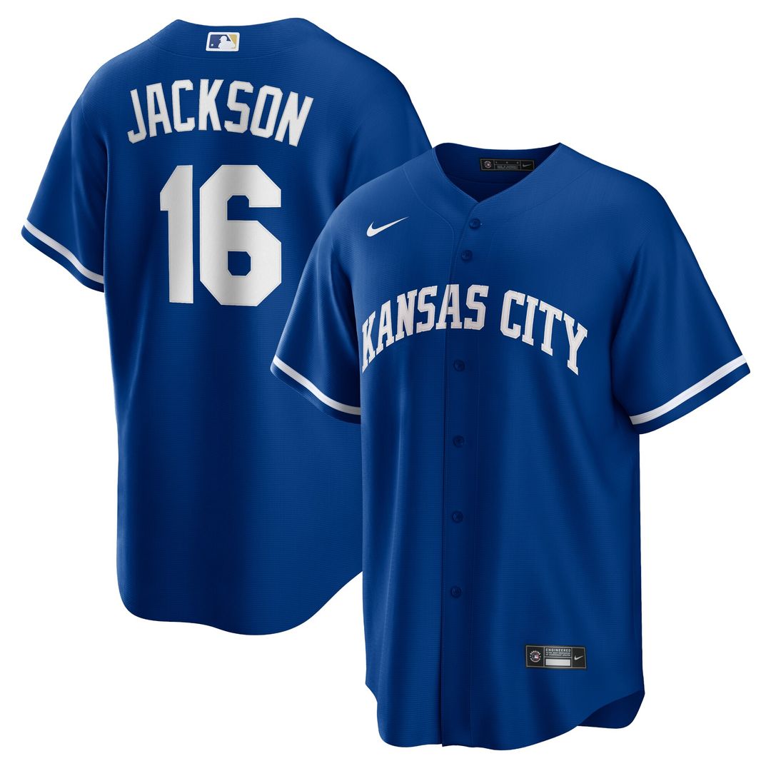 Bo Jackson Kansas City Royals Nike Alternate 2 Replica Jersey - Rush Blue Official MLB Team Apparel Baseball Fan Gear