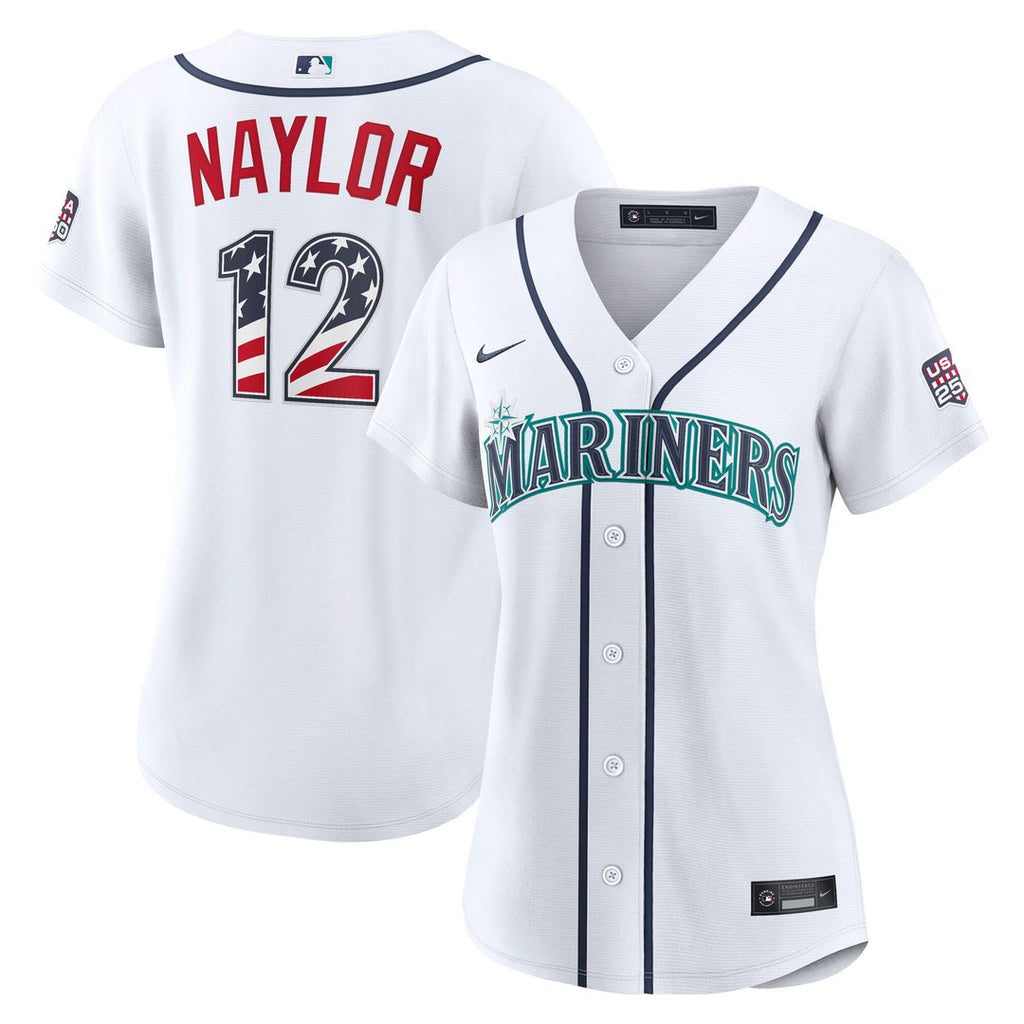Josh Naylor Seattle Mariners Nike Women's USA 250 Fourth of July Home Stadium Jersey - White Official MLB Team Apparel Baseball Fan Gear