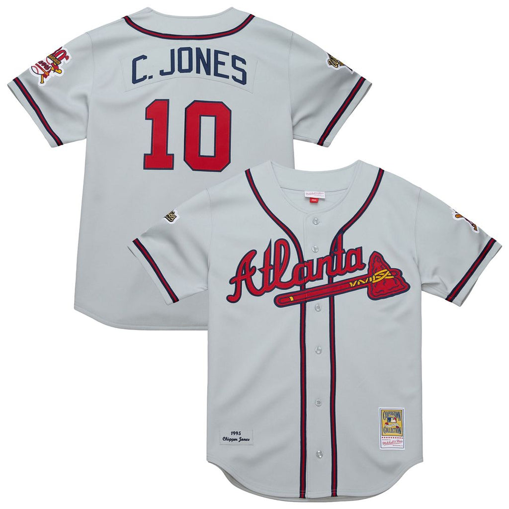 Chipper Jones Atlanta Braves Mitchell & Ness 1995 Throwback Authentic Jersey - Gray Official MLB Team Apparel Baseball Fan Gear