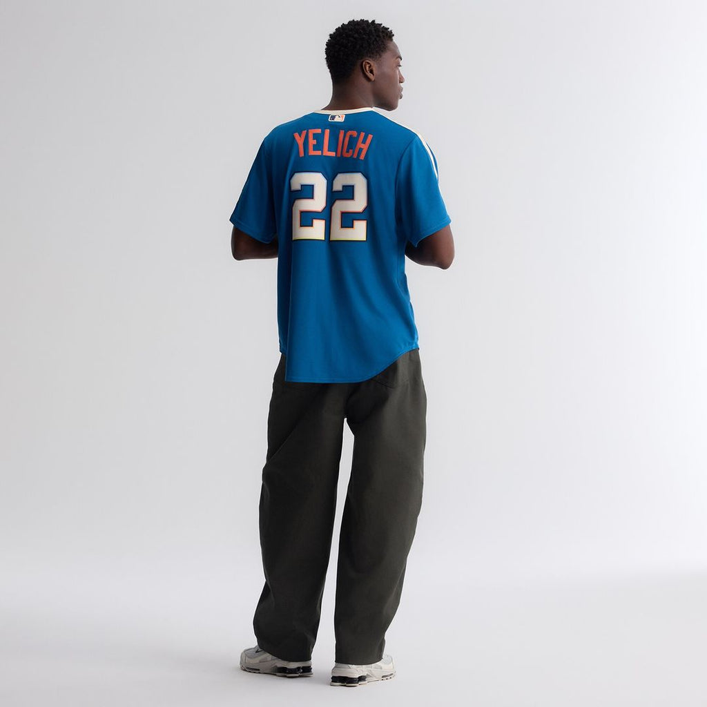 Christian Yelich Milwaukee Brewers Nike 2026 City Connect Stadium Jersey - Mineral Blue Official MLB Team Apparel Baseball Fan Gear